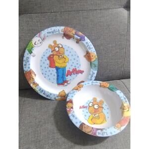 Vintage Arthur & Friends 2pc Dish Set Trudean Bowl and Plate (b7)